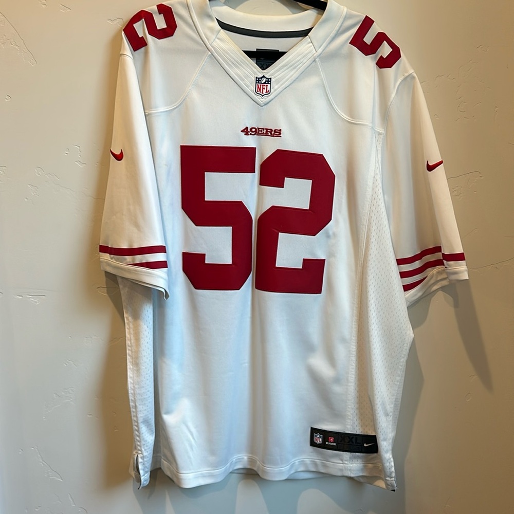 Nike 49ers Patrick Willis 53 road white jersey, XXL, stitched numbers, name.